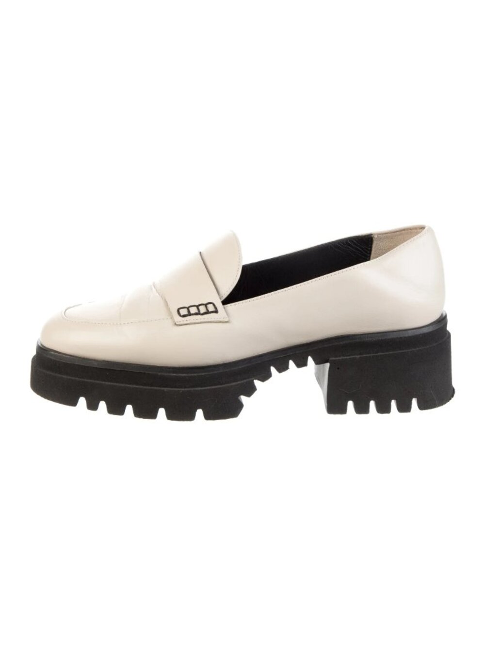 Freda Salvador Leather Lug Sole Penny Loafers Ivory 8.5